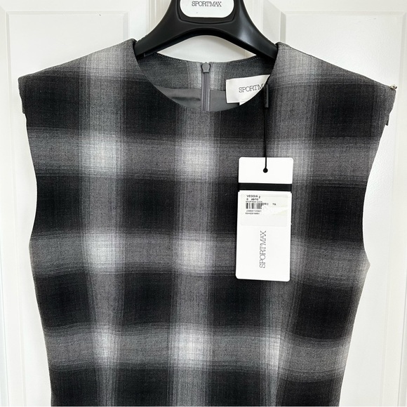 SPORTMAX MaxMara Checked Sleeveless Crewneck Mini Dress. Sz: M US4/6 165/88A NWT - Picture 11 of 16